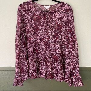 Lucky Brand Boho Purple Sheer Cami Blouse Sz Large